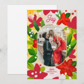 Joy Floral Christmas | 明るいボタニカル写真 シーズンカード (正面/裏面)