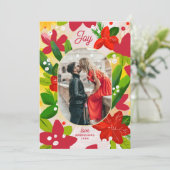 Joy Floral Christmas | 明るいボタニカル写真 シーズンカード (スタンド正面)