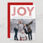 JOY Folidsタイポグラフィ赤クリスマスフォト シーズンカード (正面/裏面)