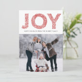 JOY Folidsタイポグラフィ赤クリスマスフォト シーズンカード (スタンド正面)