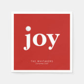 Joy Golf Holiday Personalized Name Typography Red スタンダードカクテルナプキン (正面)