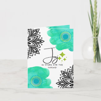 Joy Greeting Card、小さい4" x 5.6インチ折り畳みカード カード
