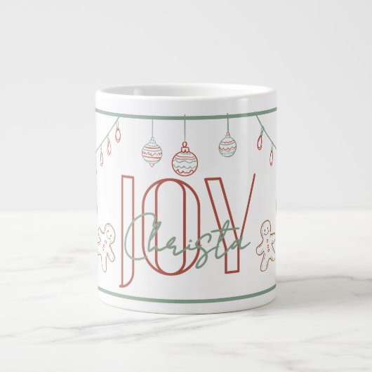 Joy Hand Drawn Christmas Name Mug  ジャンボコーヒーマグカップ (正面)