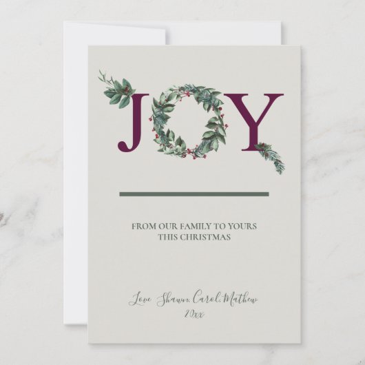 Joy Holidays Greeting Card シーズンカード (正面)