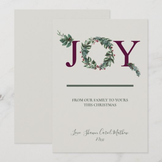 Joy Holidays Greeting Card シーズンカード (正面/裏面)