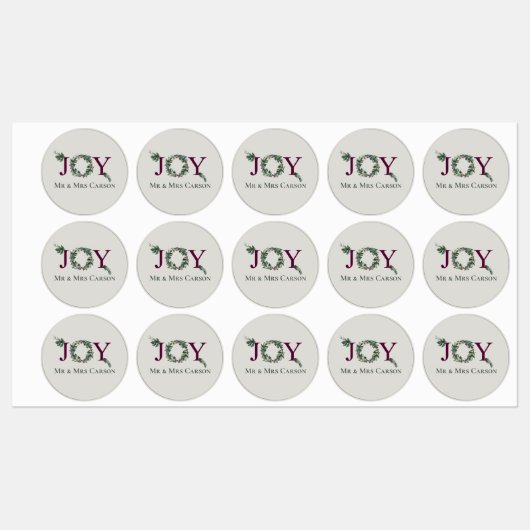 Joy Holidays Greeting Card Stickers ラベル (シート)