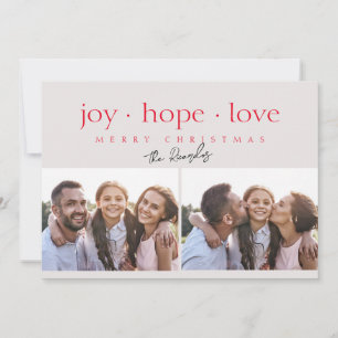 Joy Hope Love 2枚のフォトレモダンッド シーズンカード