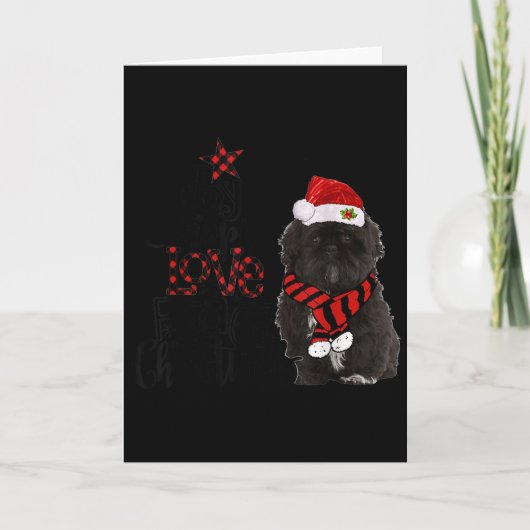 Joy Hope Love Peace Christmas Black Shih Tzus 2020 カード (正面)
