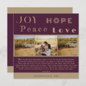 Joy Hope Peace Love Bible Verse 3写真クリスマス シーズンカード (正面/裏面)