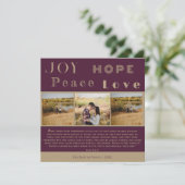 Joy Hope Peace Love Bible Verse 3写真クリスマス シーズンカード (スタンド正面)