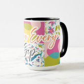 Joy in Every Sip -カラフルフォークパタインスパイアーン マグカップ (正面右)