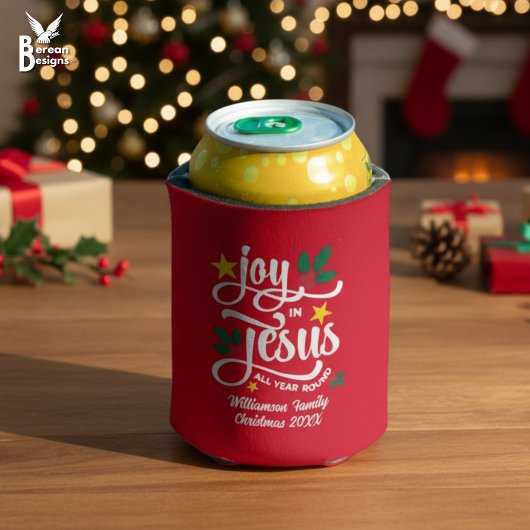JOY IN JESUS Christian Christmas Custom Name  缶クーラー