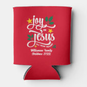 JOY IN JESUS Christian Christmas Custom Name  缶クーラー (正面)