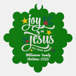 Joy in Jesus Christian Christmas Family Name  オーナメントカード