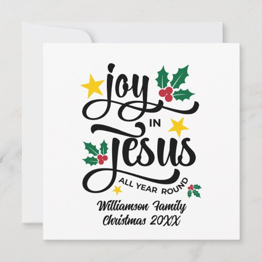 Joy in Jesus Christian Christmas Family Name  シーズンカード (正面)