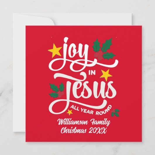 Joy in Jesus Christian Christmas Family Name  シーズンカード (正面)