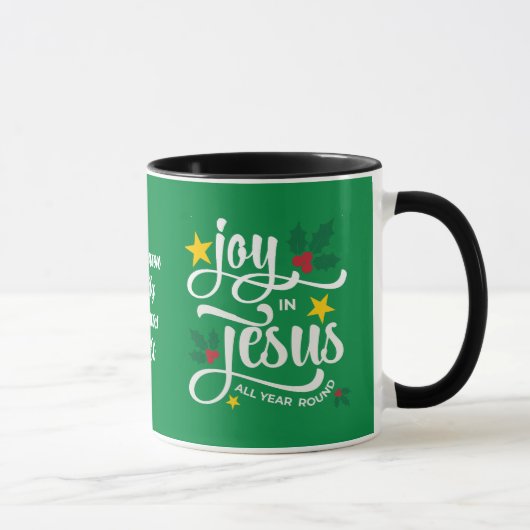 Joy in Jesus Christian Christmas Family Name  マグカップ (右)