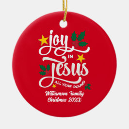 JOY IN JESUS Family Name Christian Christmas  セラミックオーナメント