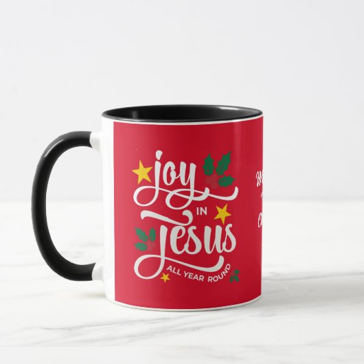 JOY IN JESUS Family Name Christian Christmas マグカップ (左)