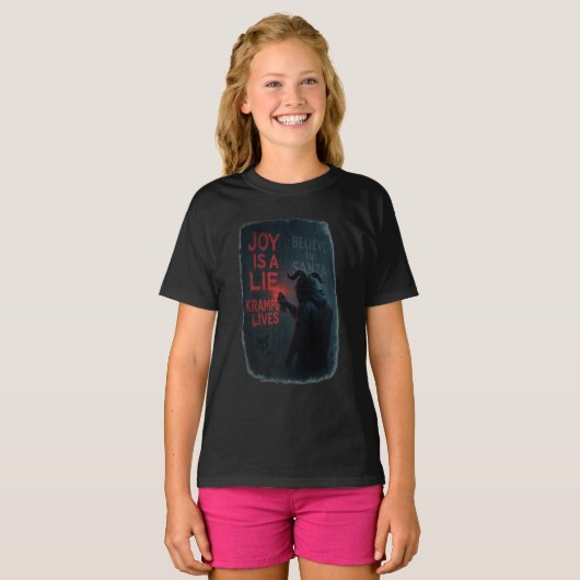 Joy Is a Lie – Krampus Lives Graffiti Horror Chris Tシャツ (正面フル)