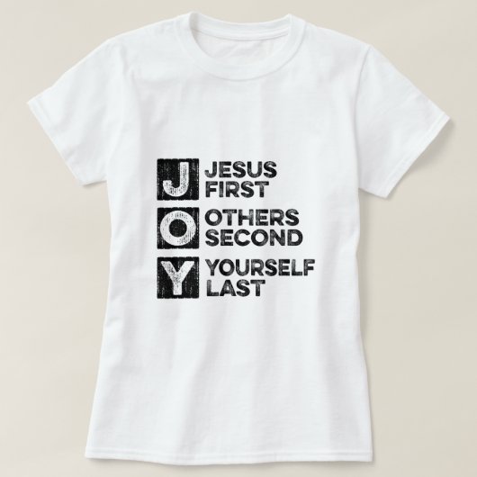 Joy Jesus First Others Yourself Last Christian Bi Tシャツ (デザイン正面)