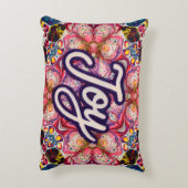 Joy Kaleidoscope Floral throw Pillow アクセントクッション (裏面(縦))