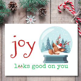 Joy Looks Good on You Cute Baby Reindeer Christmas シーズンカード