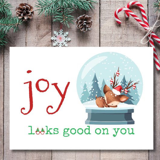 Joy Looks Good on You Cute Baby Reindeer Christmas シーズンカード