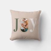 Joy & Loveタイプモダン幾何学的ファミリーフォトピンク クッション (正面)