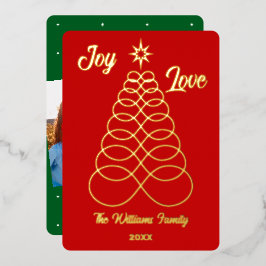 Joy & Love – 無限の愛クリスマスツリー – 写真 箔シーズンカード