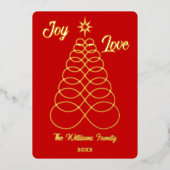 Joy & Love – 無限の愛クリスマスツリー – 写真 箔シーズンカード (正面)