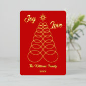 Joy & Love – 無限の愛クリスマスツリー – 写真 箔シーズンカード (立ち正面)