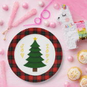 Joy-Love-Custom Plaid Christmas Tree ペーパープレート (パーティー)