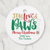 Joy Love PAWS Dog Christmas Paw prints フェイバータグ (裏面)