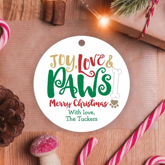 Joy Love PAWS Dog Christmas Paw prints フェイバータグ