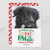 Joy Love Paws Dog Season's Greetings赤い写真 シーズンカード (正面/裏面)
