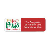 Joy Love Paws Happy Holidays Cute Pet ラベル (正面)