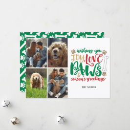 Joy Love Paws Season's Greeting Dog Green 4写真 シーズンカード