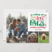 Joy Love Paws Season's Greetings Red Dog 3写真 シーズンカード (正面)