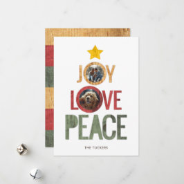 Joy Love Peace写真素朴クリスマスツリー シーズンカード