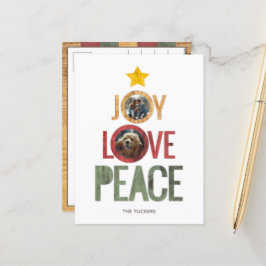 Joy Love Peace写真素朴クリスマスツリー シーズンポストカード