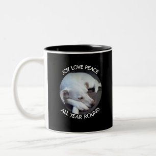 Joy Love Peace All Year Round Photo of Dog Black ツートーンマグカップ