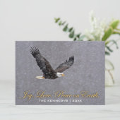 Joy Love Peace - Bald Eagle Flying in Snowstorm シーズンカード (スタンド正面)