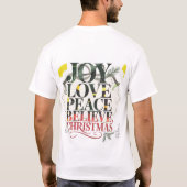Joy Love Peace Believe クリスマス Tシャツ (裏面)