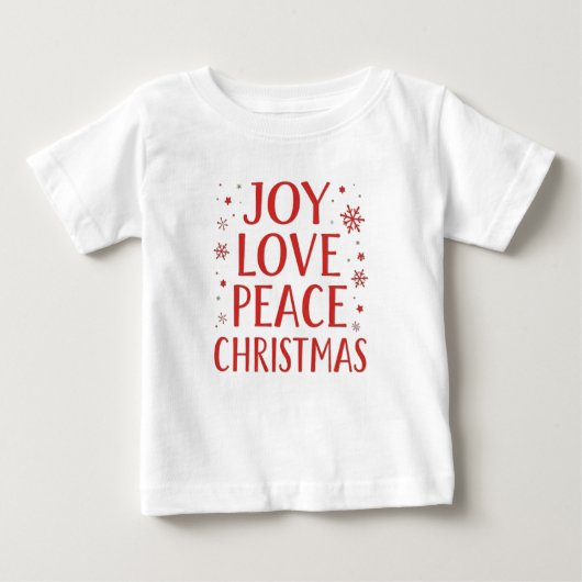 Joy Love Peace Christmas Festive Typography Hoodie ベビーTシャツ (正面)
