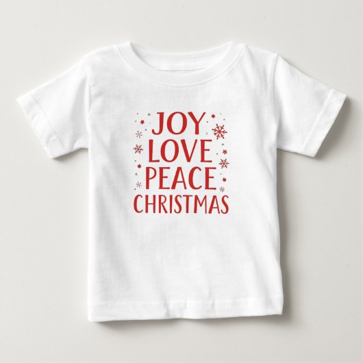 Joy Love Peace Christmas Festive Typography Hoodie ベビーTシャツ (正面)