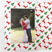 Joy Love Peace deer, tree pattern Christmas photo 三つ折りクリスマスカード (内部最初)