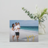 Joy Love Peace Large Photo Christmas Letter金ゴールド 箔シーズンポストカード (立ち正面)