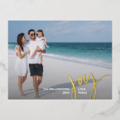 Joy Love Peace Large Photo Christmas Letter金ゴールド 箔シーズンポストカード (正面)