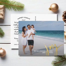 Joy Love Peace Large Photo Christmas Letter金ゴールド 箔シーズンポストカード